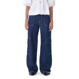 Ganni Dark Blue Wide Leg Angi Jeans
